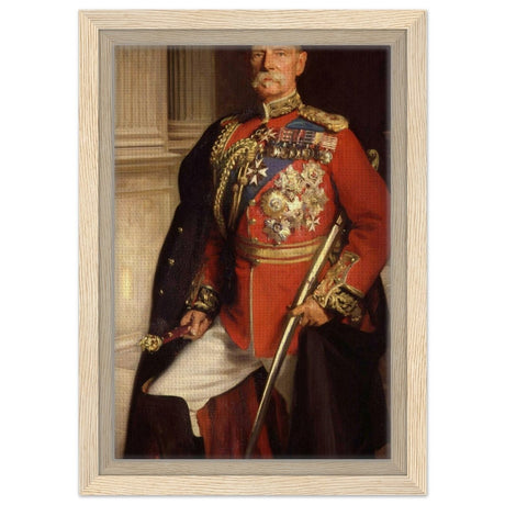 "Frederick Sleigh Roberts, 1st Earl Roberts" by John Singer Sargent – Historical Portrait Wall Art Print - Framed Canvas - 20x30 cm / 8x12″ - Wood frame