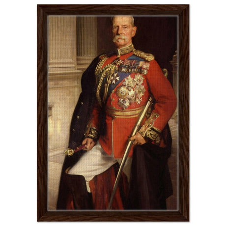 "Frederick Sleigh Roberts, 1st Earl Roberts" by John Singer Sargent – Historical Portrait Wall Art Print - Framed Canvas - 30x45 cm / 12x18″ - Dark wood frame