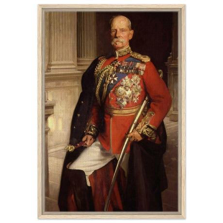 "Frederick Sleigh Roberts, 1st Earl Roberts" by John Singer Sargent – Historical Portrait Wall Art Print - Framed Canvas - 50x75 cm / 20x30″ - Wood frame