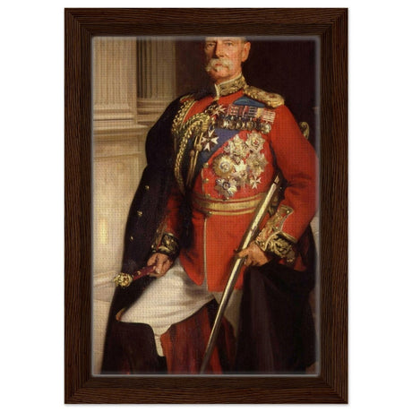 "Frederick Sleigh Roberts, 1st Earl Roberts" by John Singer Sargent – Historical Portrait Wall Art Print - Framed Canvas - 20x30 cm / 8x12″ - Dark wood frame