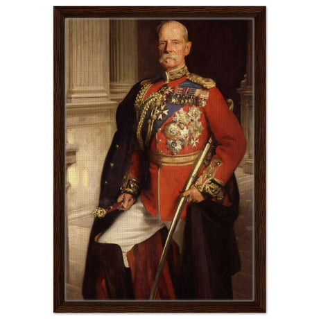 "Frederick Sleigh Roberts, 1st Earl Roberts" by John Singer Sargent – Historical Portrait Wall Art Print - Framed Canvas - 40x60 cm / 16x24″ - Dark wood frame