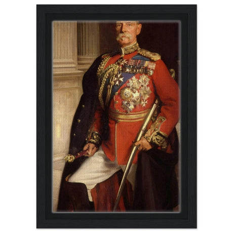 "Frederick Sleigh Roberts, 1st Earl Roberts" by John Singer Sargent – Historical Portrait Wall Art Print - Framed Canvas - 20x30 cm / 8x12″ - Black frame