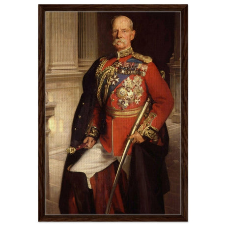 "Frederick Sleigh Roberts, 1st Earl Roberts" by John Singer Sargent – Historical Portrait Wall Art Print - Framed Canvas - 50x75 cm / 20x30″ - Dark wood frame