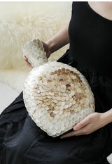 French Entry Lux Golden Shell Art Vase – Coastal Luxury Home Décor - Gold - 
