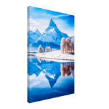 Frozen Reflections of Majesty – Snowy Mountain Landscape | Wall Art Print - Canvas - 40x60 cm / 16x24″ - 