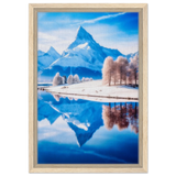 Frozen Reflections of Majesty – Snowy Mountain Landscape | Wall Art Print - Framed Canvas - 30x45 cm / 12x18″ - Wood frame