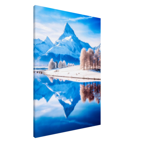 Frozen Reflections of Majesty – Snowy Mountain Landscape | Wall Art Print - Canvas - 70x100 cm / 28x40″ - 