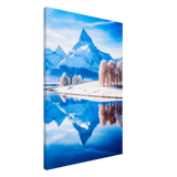 Frozen Reflections of Majesty – Snowy Mountain Landscape | Wall Art Print - Canvas - 60x90 cm / 24x36″ - 