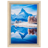 Frozen Reflections of Majesty – Snowy Mountain Landscape | Wall Art Print - Framed Canvas - 20x30 cm / 8x12″ - Wood frame