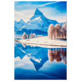 Frozen Reflections of Majesty – Snowy Mountain Landscape | Wall Art Print - Wood Prints - 30x45 cm / 12x18″ - 