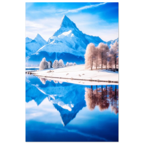 Frozen Reflections of Majesty – Snowy Mountain Landscape | Wall Art Print - Fine Art Poster - 40x60 cm / 16x24″ - 