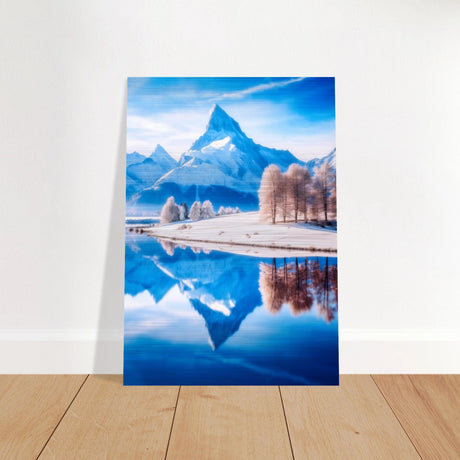 Frozen Reflections of Majesty – Snowy Mountain Landscape | Wall Art Print - Brushed Aluminum Print - 70x100 cm / 28x40″ - 