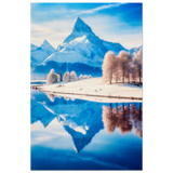 Frozen Reflections of Majesty – Snowy Mountain Landscape | Wall Art Print - Wood Prints - 20x30 cm / 8x12″ - 
