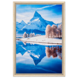 Frozen Reflections of Majesty – Snowy Mountain Landscape | Wall Art Print - Framed Canvas - 40x60 cm / 16x24″ - Wood frame