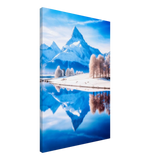 Frozen Reflections of Majesty – Snowy Mountain Landscape | Wall Art Print - Canvas - 50x75 cm / 20x30″ - 