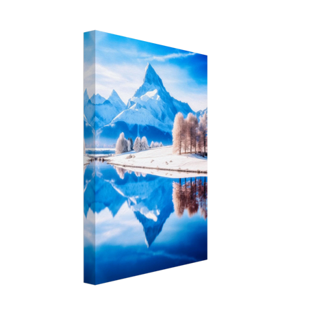 Frozen Reflections of Majesty – Snowy Mountain Landscape | Wall Art Print - Canvas - 20x30 cm / 8x12″ - 