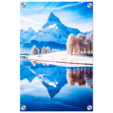 Frozen Reflections of Majesty – Snowy Mountain Landscape | Wall Art Print - Acrylic Print - 30x45 cm / 12x18″ - 