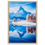 Frozen Reflections of Majesty – Snowy Mountain Landscape | Wall Art Print - Framed Canvas - 50x75 cm / 20x30″ - Wood frame