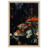 Fruits and Lobster by Abraham Mignon | Wall art Print - Framed Canvas - 40x60 cm / 16x24″ - Wood frame
