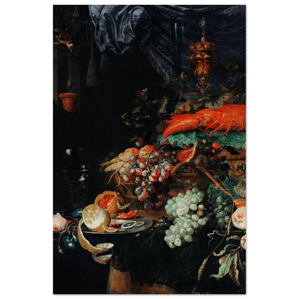 Fruits and Lobster by Abraham Mignon | Wall art Print - Wood Prints - 50x75 cm / 20x30″ - 