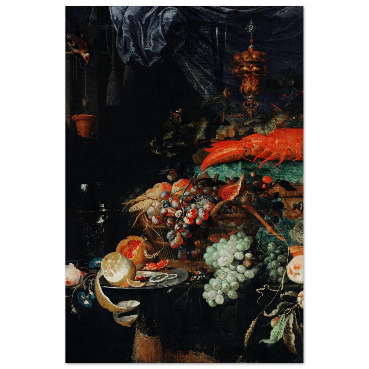 Fruits and Lobster by Abraham Mignon | Wall art Print - Wood Prints - 30x45 cm / 12x18″ - 