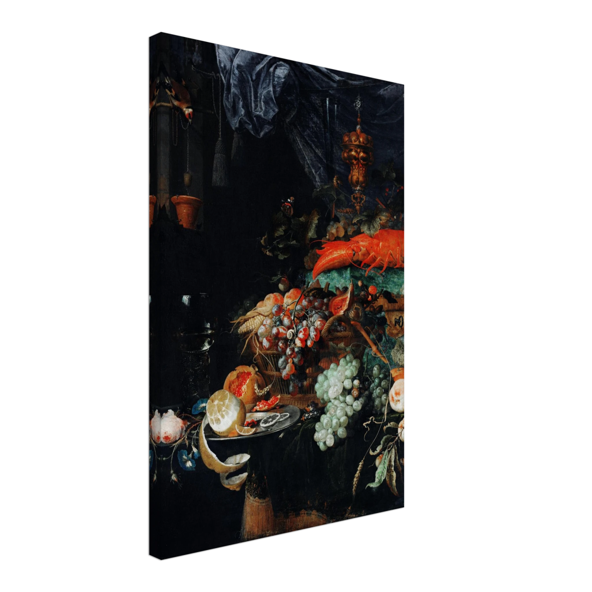 Fruits and Lobster by Abraham Mignon | Wall art Print - Canvas - 40x60 cm / 16x24″ - 