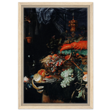 Fruits and Lobster by Abraham Mignon | Wall art Print - Framed Canvas - 30x45 cm / 12x18″ - Wood frame