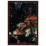 Fruits and Lobster by Abraham Mignon | Wall art Print - Framed Canvas - 50x75 cm / 20x30″ - Dark wood frame