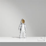 Futuristic Hooded Figures Sculpture Set – Modern Silver & Gold Abstract Resin Statues for Contemporary Home Décor - B - Silver - 