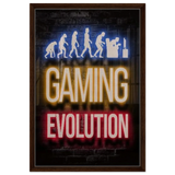 Gaming Evolution – The Rise of a Gamer | Pop art Wall art Print - Framed Canvas - 50x75 cm / 20x30″ - Dark wood frame