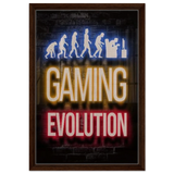 Gaming Evolution – The Rise of a Gamer | Pop art Wall art Print - Framed Canvas - 40x60 cm / 16x24″ - Dark wood frame