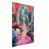 "Garden of Morning Light" – Blooming Terrace Escape | Wall Art Print - Canvas - 60x90 cm / 24x36″ - 