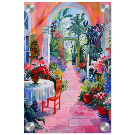 "Garden of Morning Light" – Blooming Terrace Escape | Wall Art Print - Acrylic Print - 20x30 cm / 8x12″ - 
