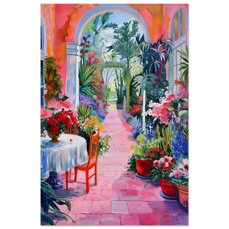 "Garden of Morning Light" – Blooming Terrace Escape | Wall Art Print - Fine Art Poster - 30x45 cm / 12x18″ - 