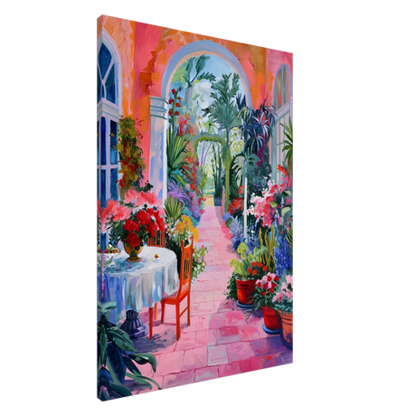 "Garden of Morning Light" – Blooming Terrace Escape | Wall Art Print - Canvas - 70x100 cm / 28x40″ - 