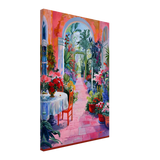 "Garden of Morning Light" – Blooming Terrace Escape | Wall Art Print - Canvas - 40x60 cm / 16x24″ - 