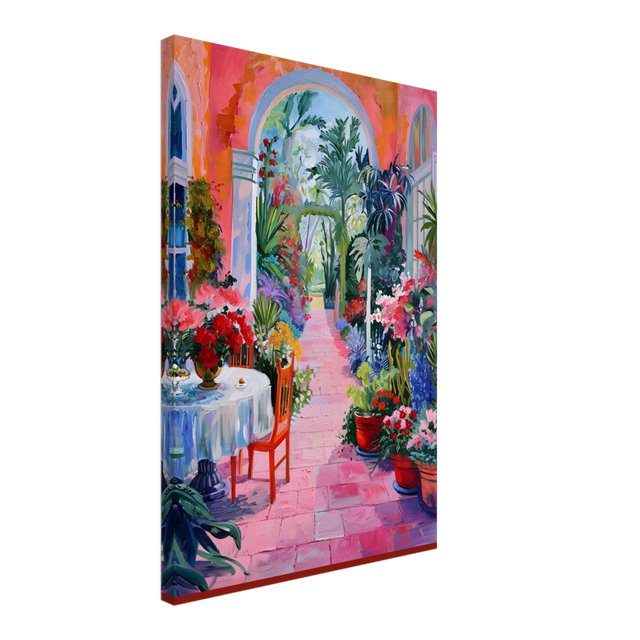 "Garden of Morning Light" – Blooming Terrace Escape | Wall Art Print - Canvas - 40x60 cm / 16x24″ - 