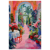 "Garden of Morning Light" – Blooming Terrace Escape | Wall Art Print - Wood Prints - 20x30 cm / 8x12″ - 