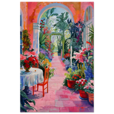 "Garden of Morning Light" – Blooming Terrace Escape | Wall Art Print - Wood Prints - 50x75 cm / 20x30″ - 