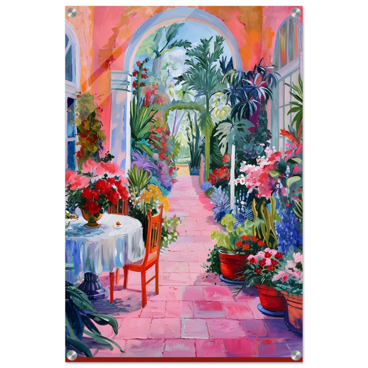 "Garden of Morning Light" – Blooming Terrace Escape | Wall Art Print - Acrylic Print - 50x75 cm / 20x30″ - 