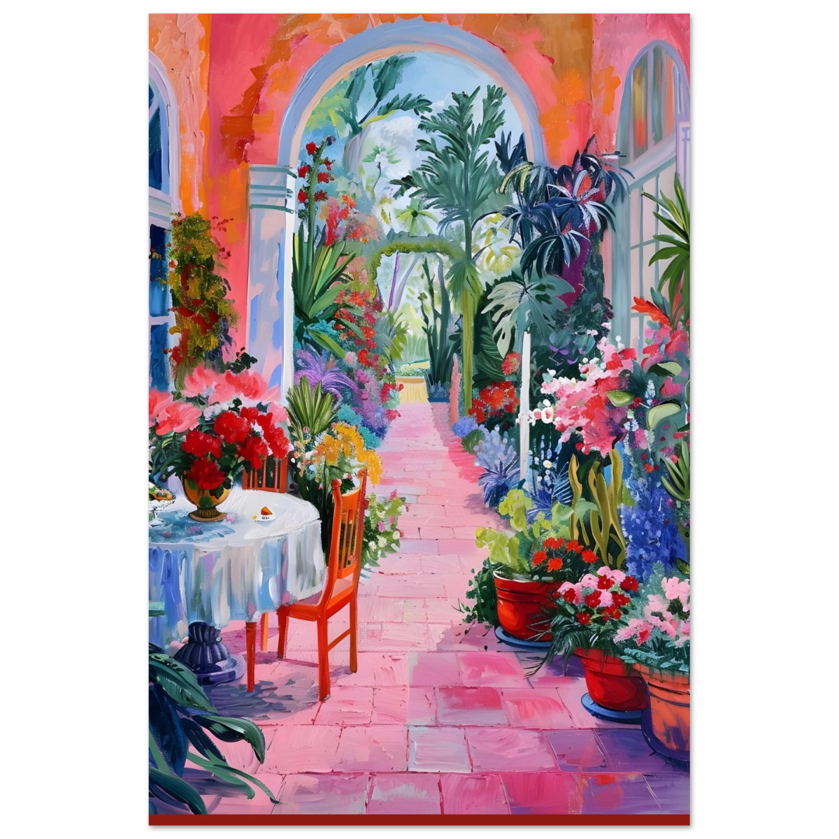 "Garden of Morning Light" – Blooming Terrace Escape | Wall Art Print - Fine Art Poster - 40x60 cm / 16x24″ - 