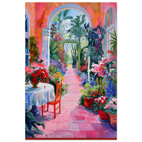 "Garden of Morning Light" – Blooming Terrace Escape | Wall Art Print - Fine Art Poster - 40x60 cm / 16x24″ - 