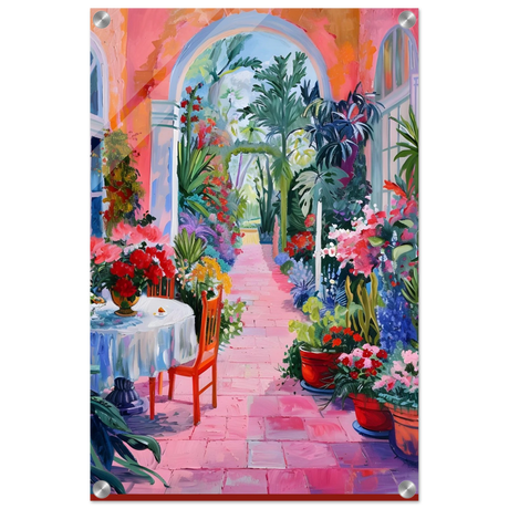"Garden of Morning Light" – Blooming Terrace Escape | Wall Art Print - Acrylic Print - 40x60 cm / 16x24″ - 