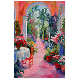 "Garden of Morning Light" – Blooming Terrace Escape | Wall Art Print - Wood Prints - 40x60 cm / 16x24″ - 