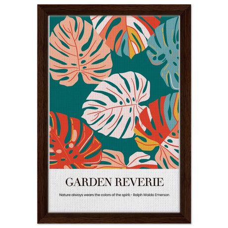 Garden Reverie | Abstract botanical masterpiece - Framed Canvas - 30x45 cm / 12x18″ - Dark wood frame