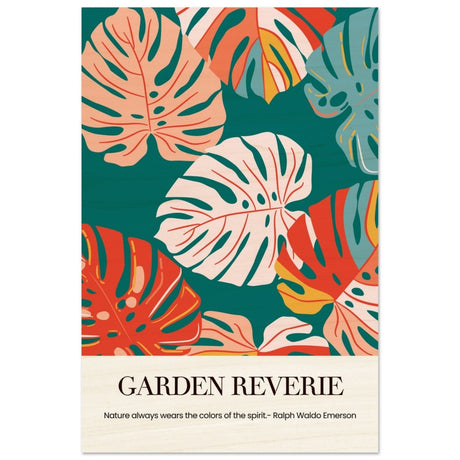 Garden Reverie | Abstract botanical masterpiece - Wood Prints - 30x45 cm / 12x18″ - 