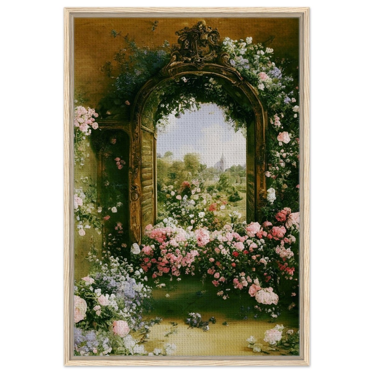 Gateways to Roses | Da Vinci Nature Art Wall collection | Wall art print - Framed Canvas - 60x90 cm / 24x36″ - Wood frame