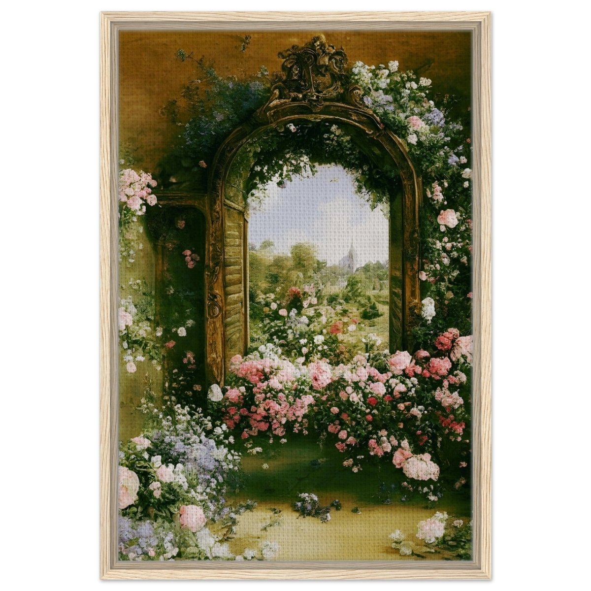 Gateways to Roses | Da Vinci Nature Art Wall collection | Wall art print - Framed Canvas - 50x75 cm / 20x30″ - Wood frame