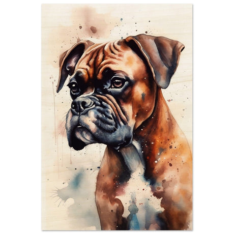 Gentle Strokes: Boxer Puppy Bliss | Da Vinci Animal Kingdom Wall art print - Wood Prints - 50x75 cm / 20x30″ - 