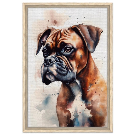 Gentle Strokes: Boxer Puppy Bliss | Da Vinci Animal Kingdom Wall art print - Framed Canvas - 40x60 cm / 16x24″ - Wood frame